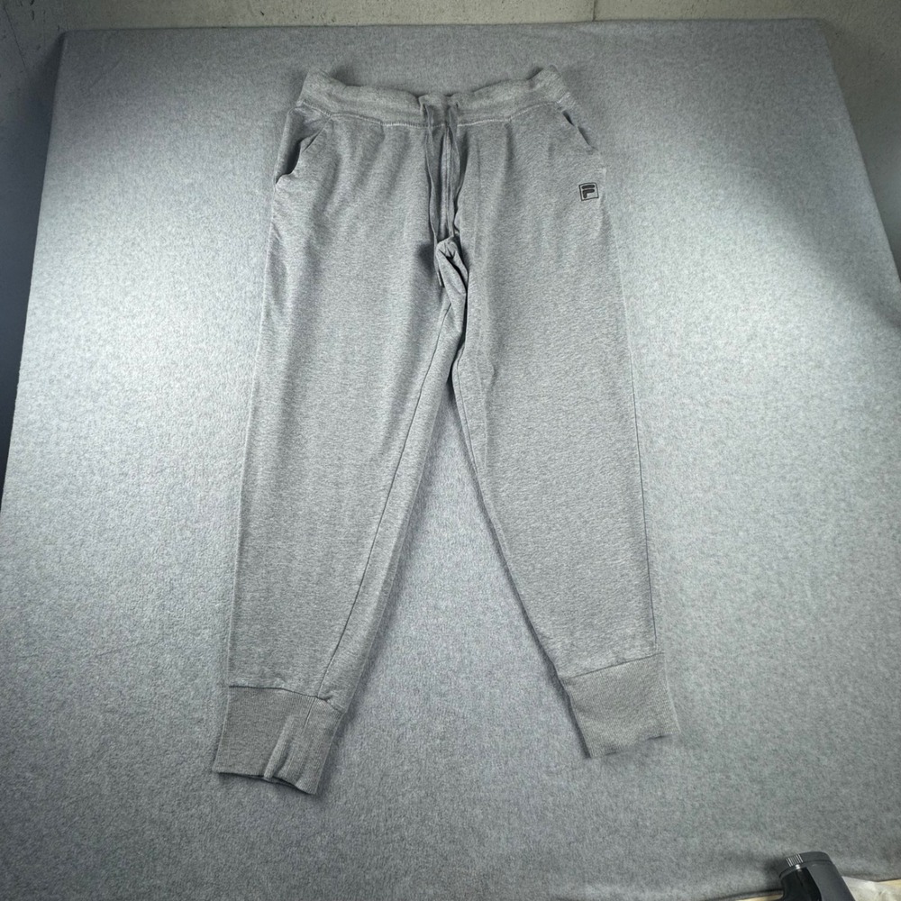 Fila Mens Joggers Gray Cotton Blend Athletic Sweatpants Large